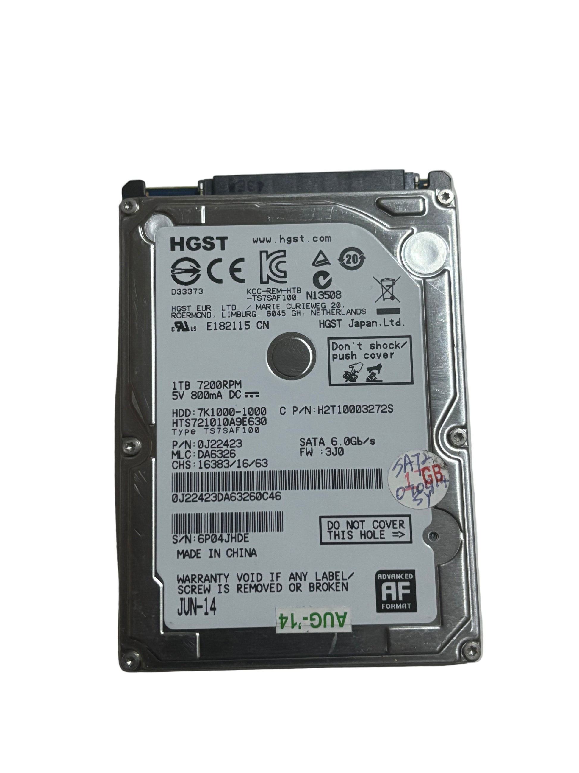 1TB 2.5-inch” 9.5mm HDD HGST Travelstar 7K1000 HTS721010A9E630 SATA 6.0 Gb/s Laptop Hard Drive