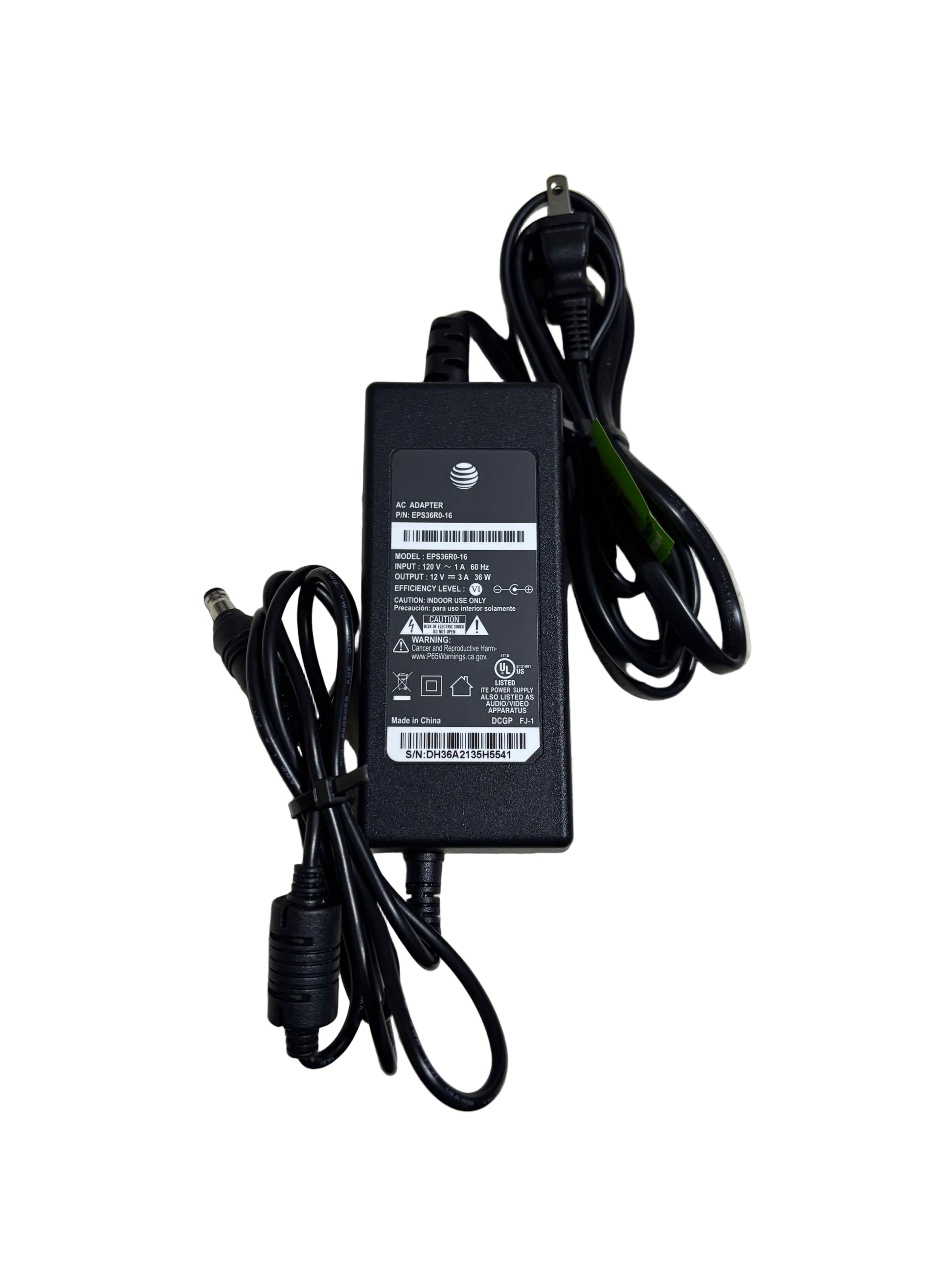 12v 3A AC/DC AT&T ADAPTER  6.2x3.0mm Dc Connector