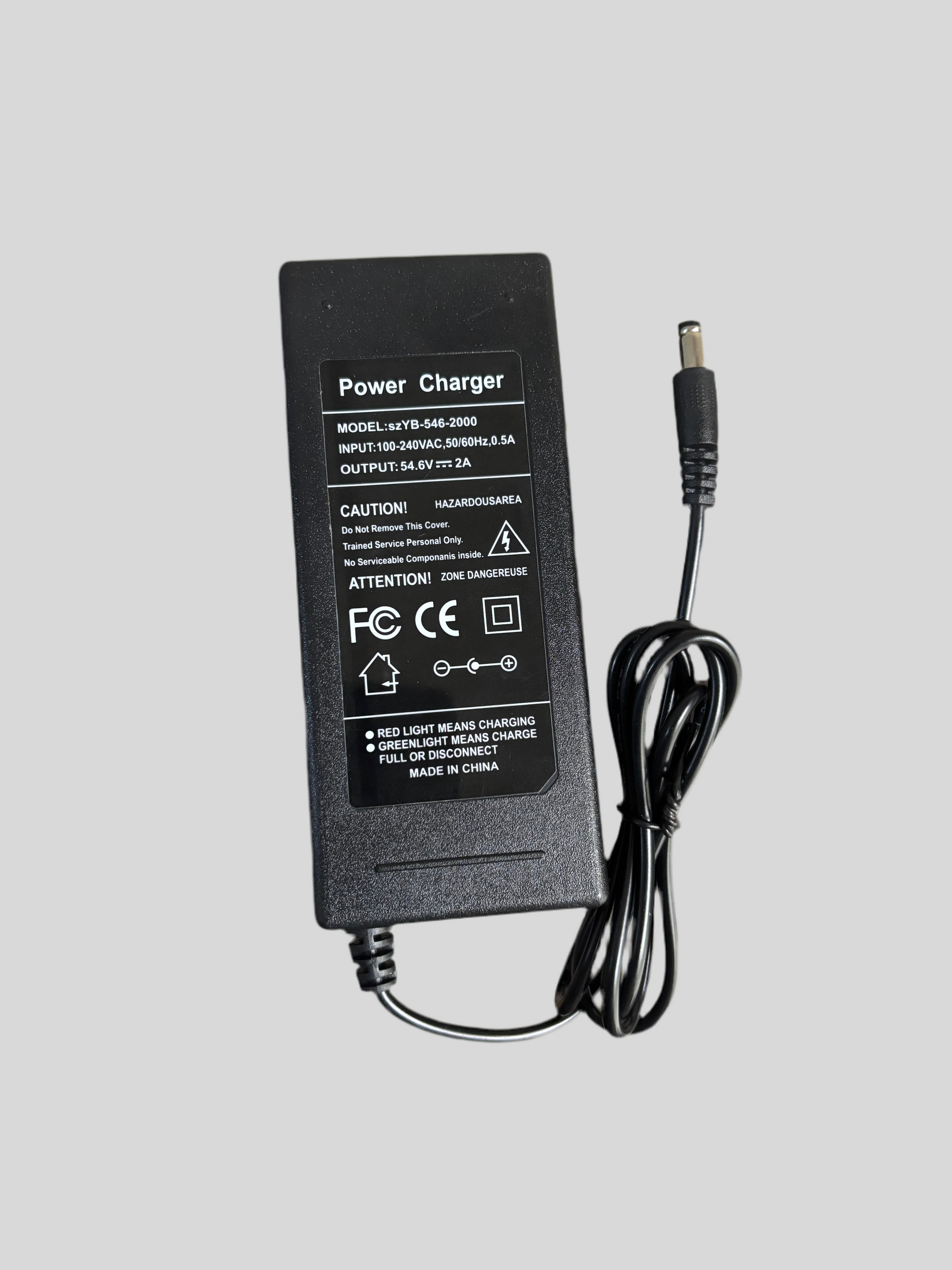 54.6V E-bike Scooter Battery Charger - Fast 2A Charging with LED Indicators