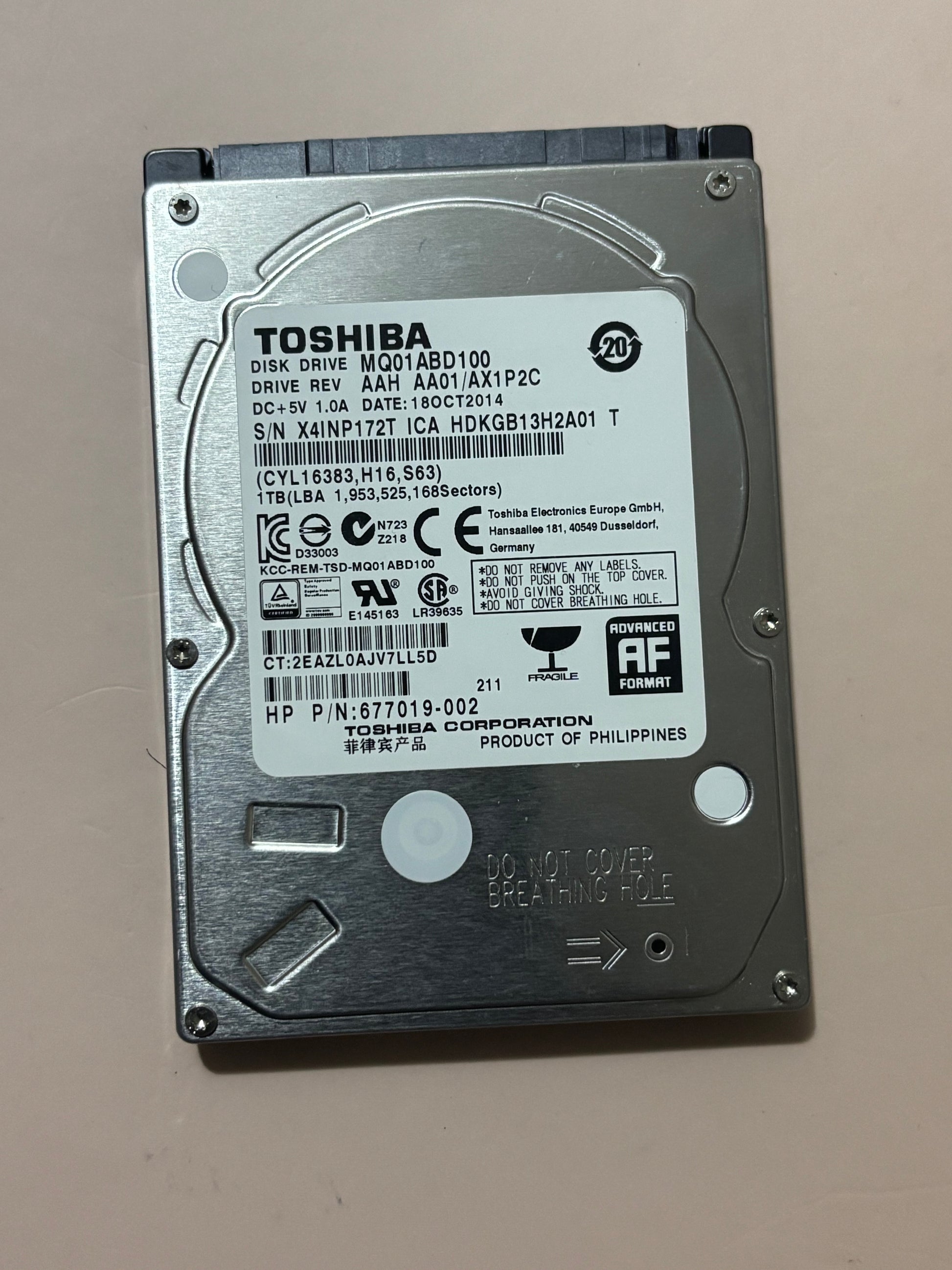1TB HDD Toshiba 2.5 /9mm 5400 RPM