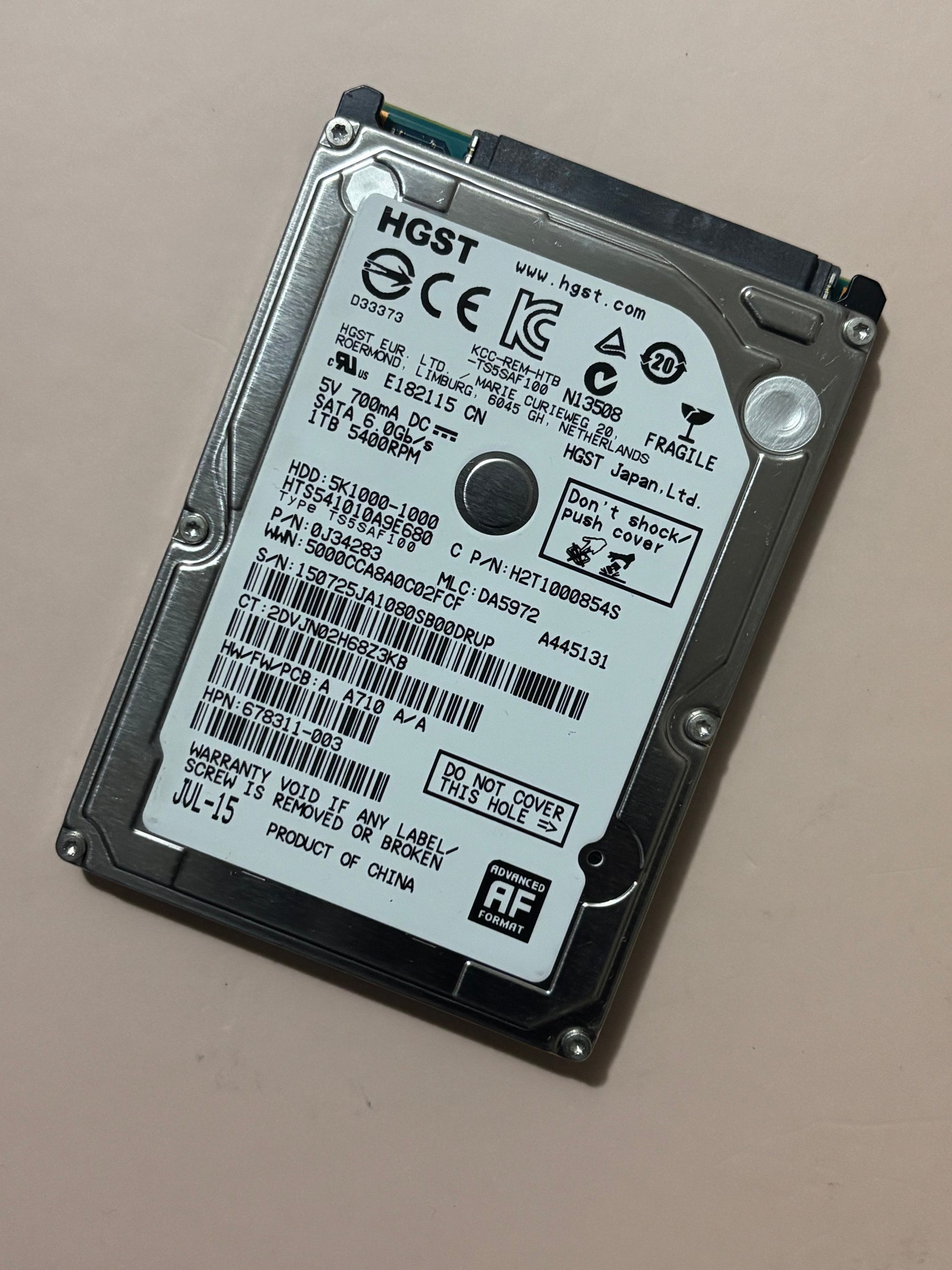 1TB HDD 2.5/9mm (HGST) 5400 RPM
