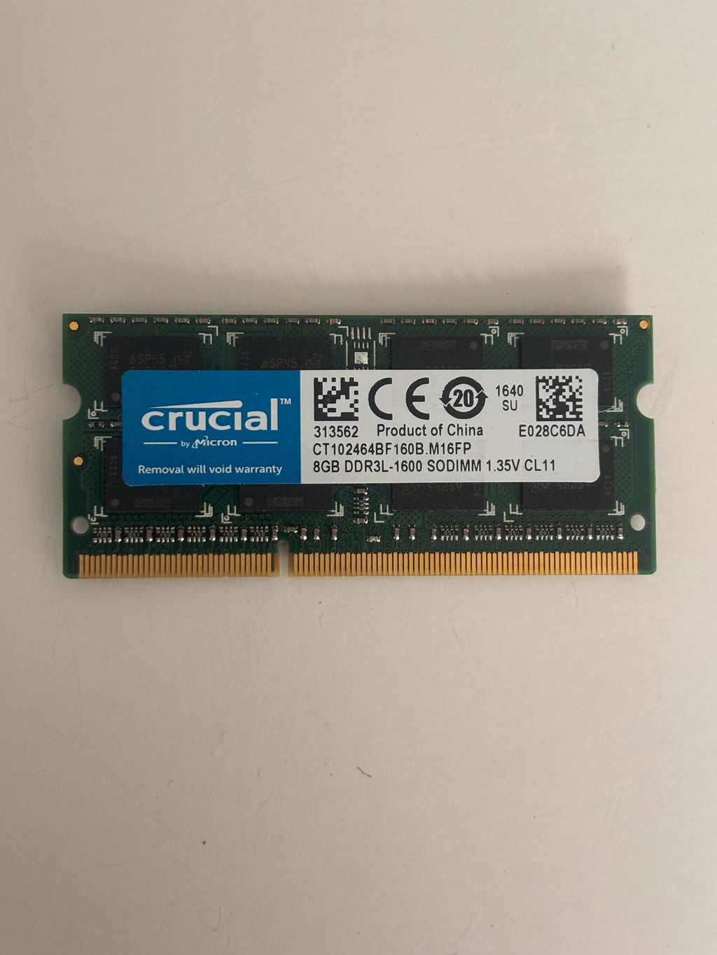 8GB DDR3- PC3L 1600 Crucial SODIMM Memory Ram (2Rx8)