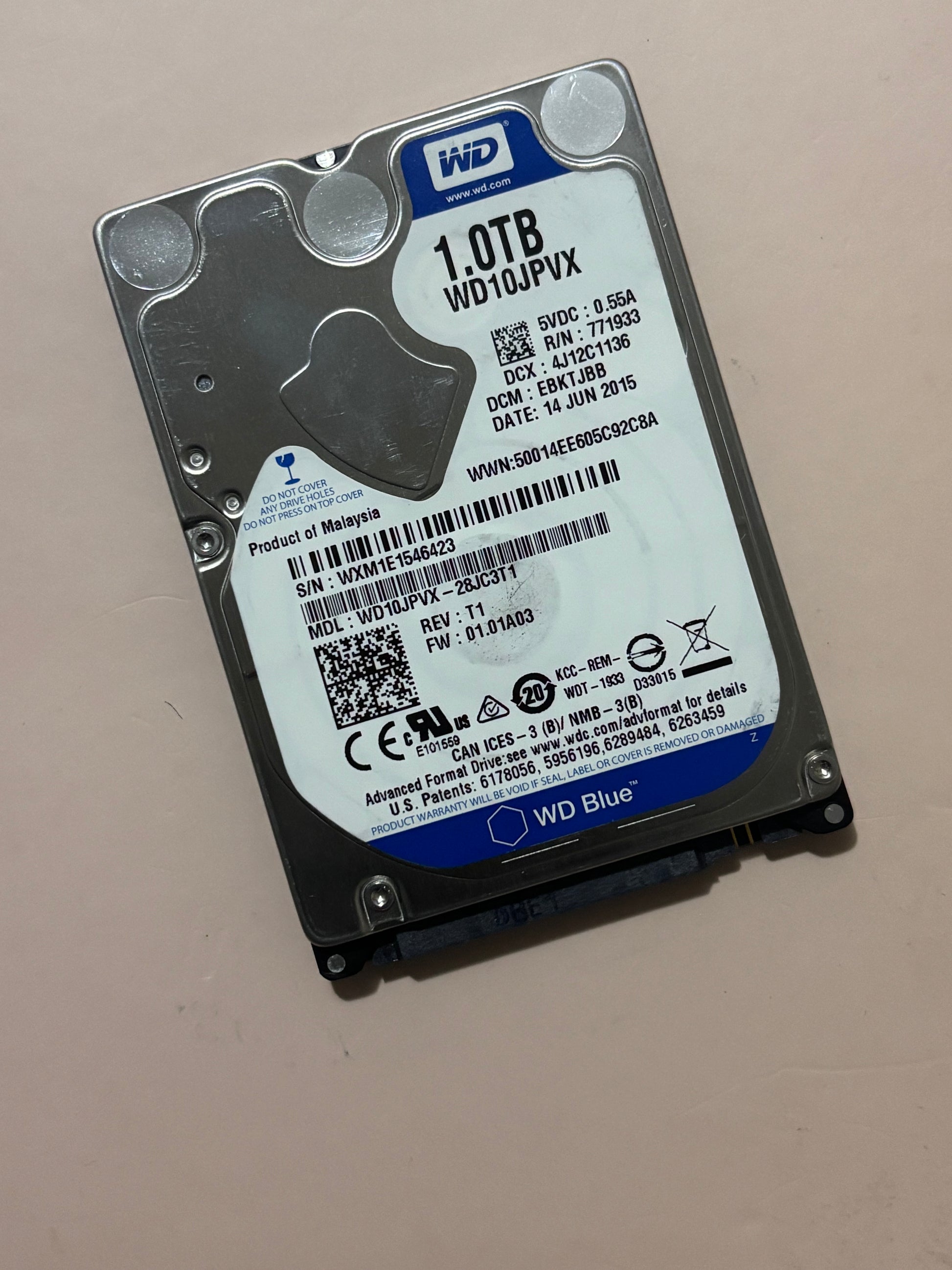 1TB WD Hard Drive 5400RPM (2.5-9mm
