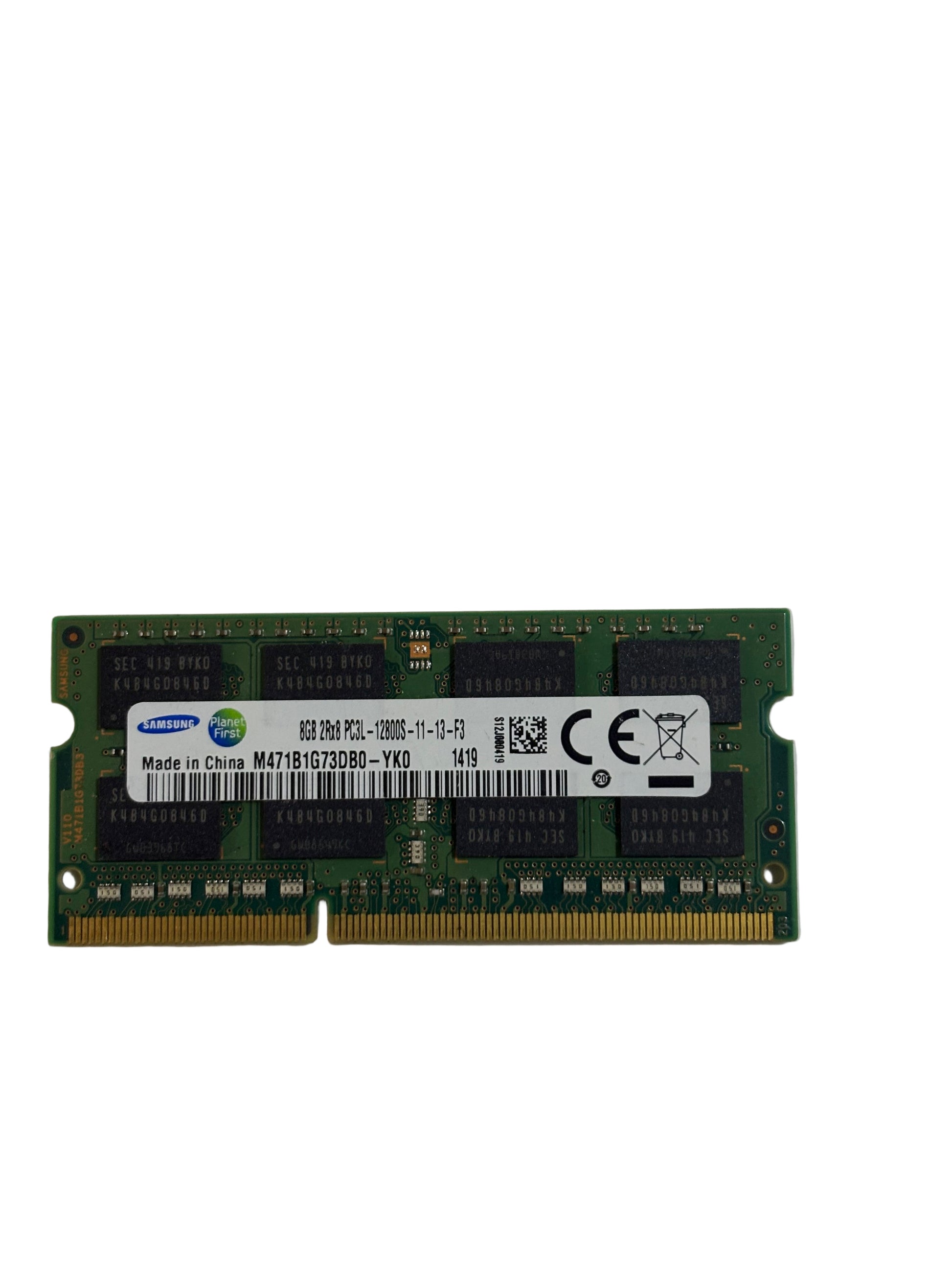 Samsung 
8GB 2Rt PC3L-12800S- 11-13-F3 
(2Rx8) DDR3L Laptop memory M471B1G73DB0-YKO
1419