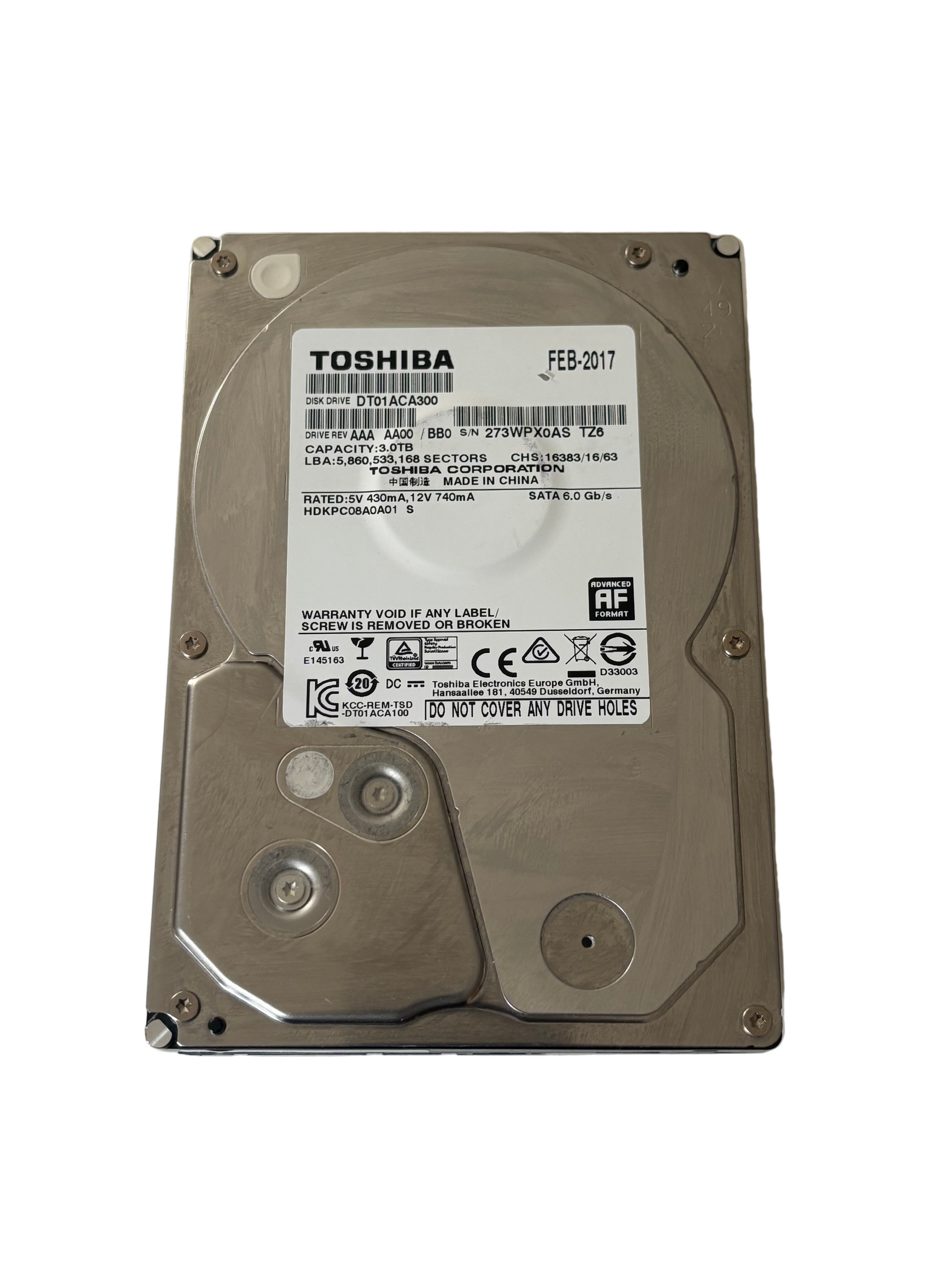 TOSHIBA DT01ACA300 3TB SATA Hard Drive 3.5-inch internal HDD desktop computers