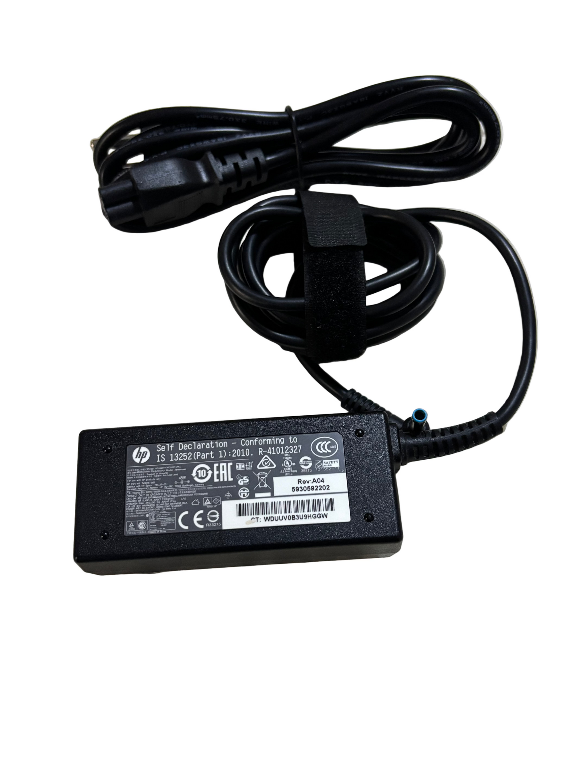 HP 45W AC Power Adapter,HSTNN-DA40,19.5V, 2.31A, 45W,Blue tip connector (4.5mm x 3.0mm)