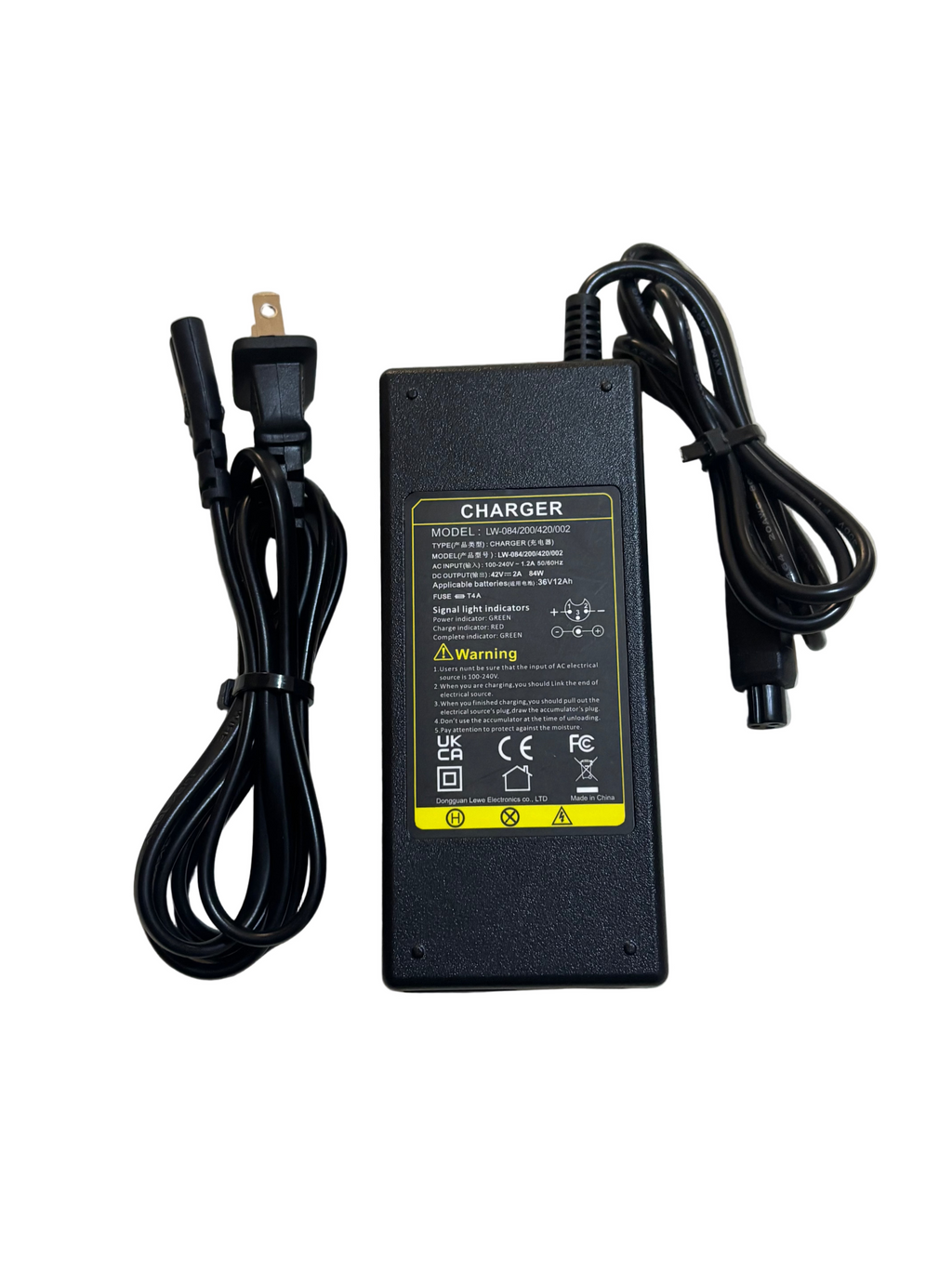 42v 2A Battery Charger Optimized for 36V Li-ion Batteries