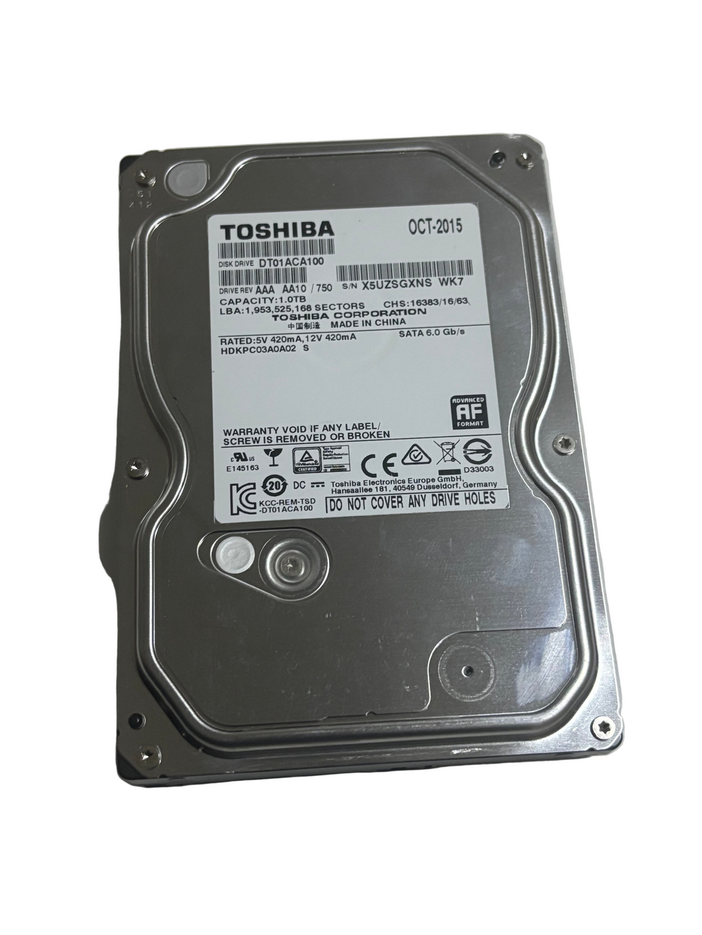 1TB 3.5-inch Toshiba DT01ACA100 Hard Drive internal desktop hard disk drive (HDD)