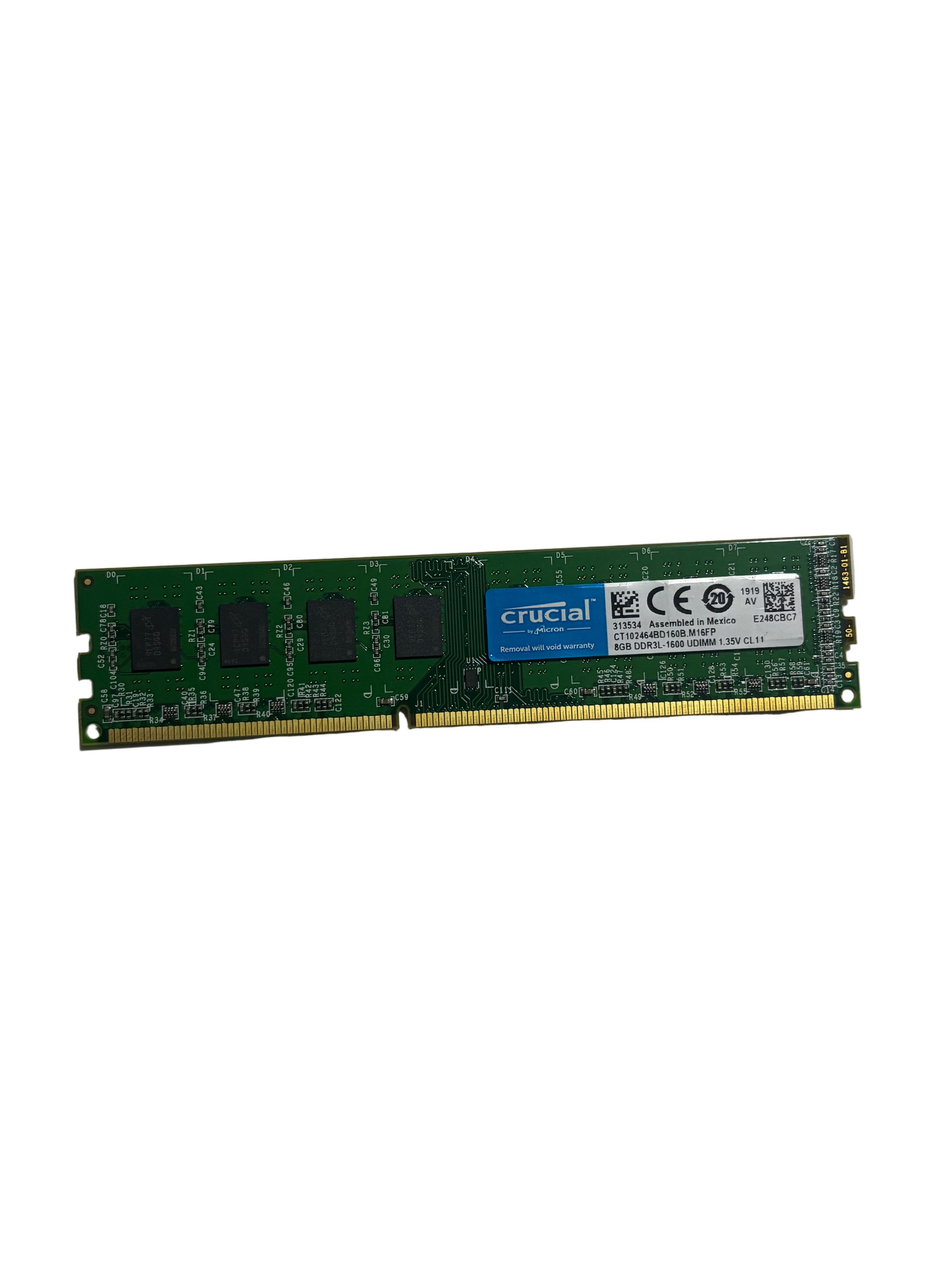 Crucial 8GB DDR3L-1600 UDIMM desktop memory module (2Rx8) 
CT102464BD160B.M16FP