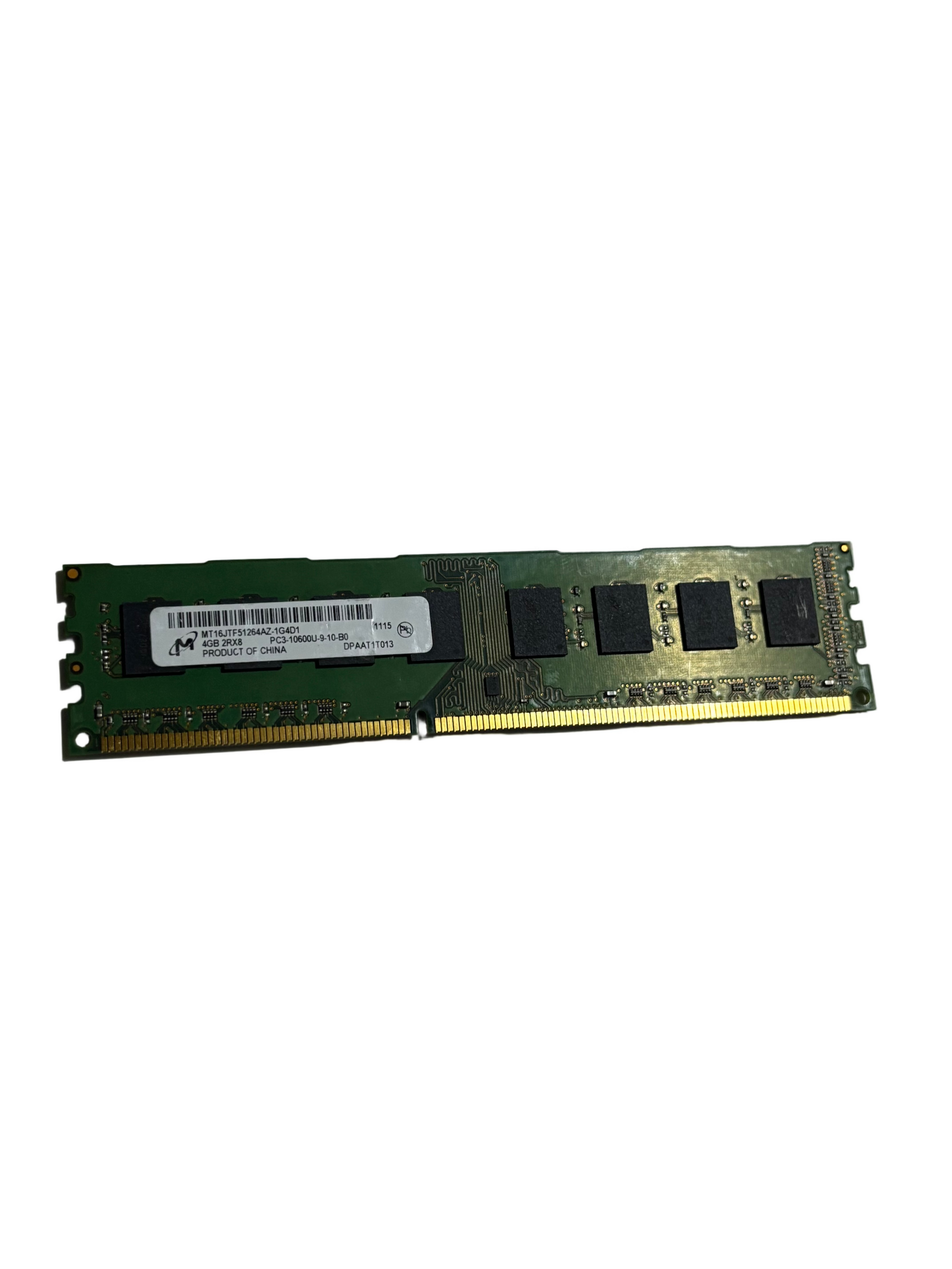 MT16JTF51264AZ-1G4D1
4GB RAM 2RX8 DDR3 Desktop Memory 
PC3-10600U-9-10-B0
1115
DPAAT1T013