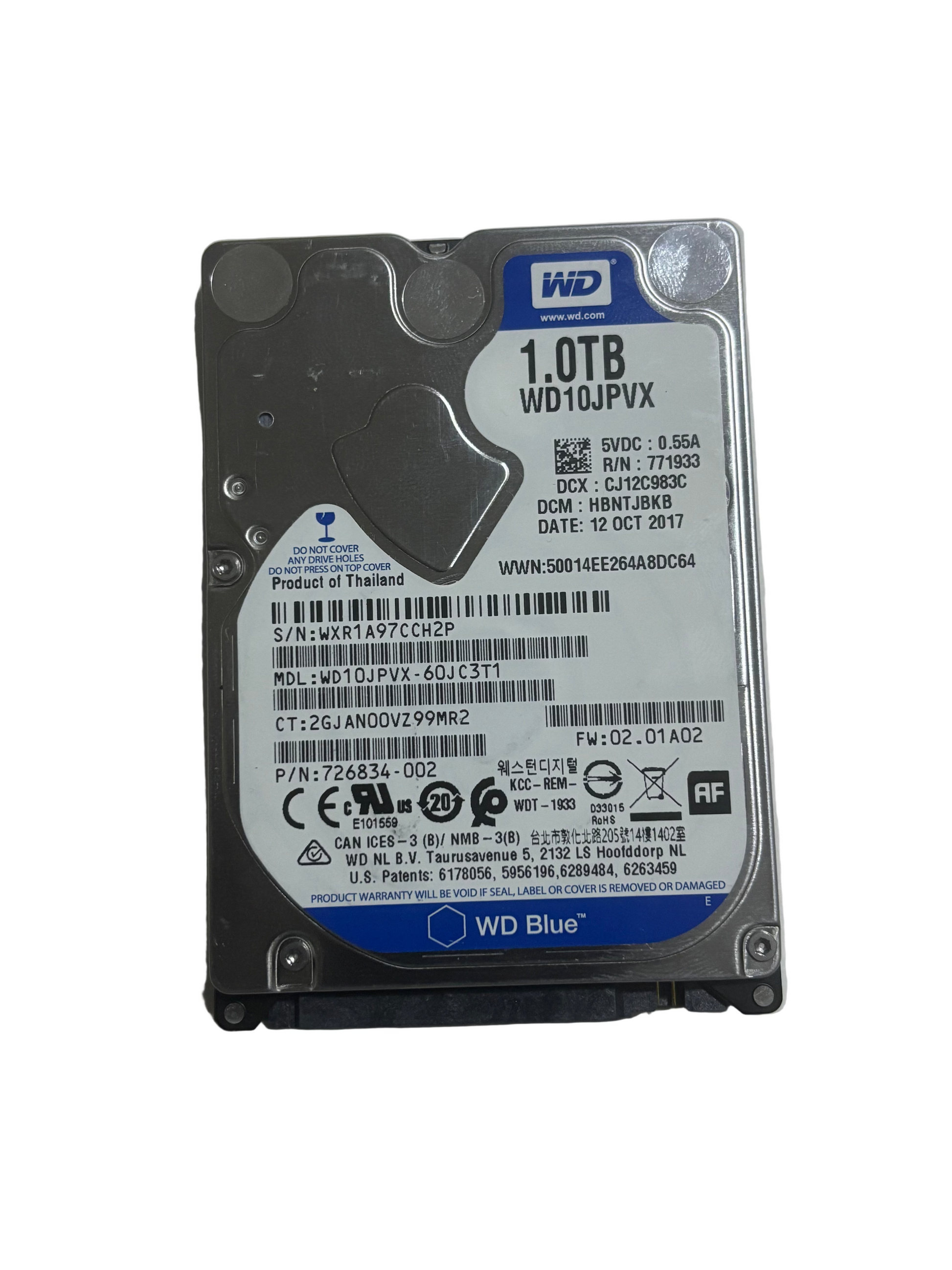 Western Digital (WD) Blue 1TB 2.5-inch” 9.5mm internal laptop hard drive WD10JPVX-60JC3T1 SATA 6 Gb/s HDD